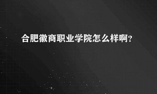 合肥徽商职业学院怎么样啊？