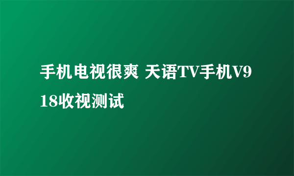 手机电视很爽 天语TV手机V918收视测试