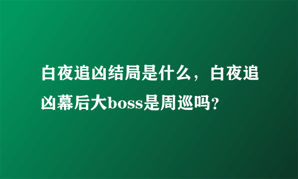 白夜追凶结局是什么，白夜追凶幕后大boss是周巡吗？