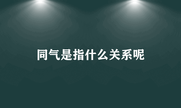 同气是指什么关系呢