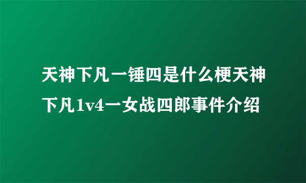 天神下凡一锤四是什么梗天神下凡1v4一女战四郎事件介绍