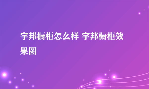 宇邦橱柜怎么样 宇邦橱柜效果图