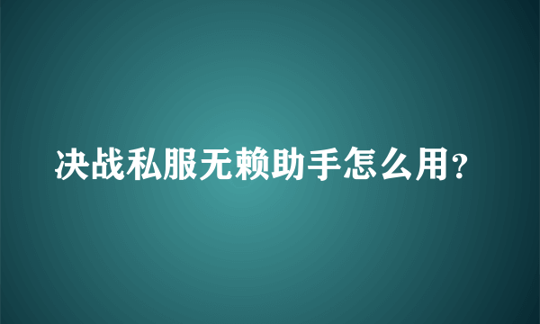 决战私服无赖助手怎么用？