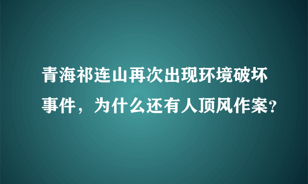 青海祁连山再次出现环境破坏事件，为什么还有人顶风作案？