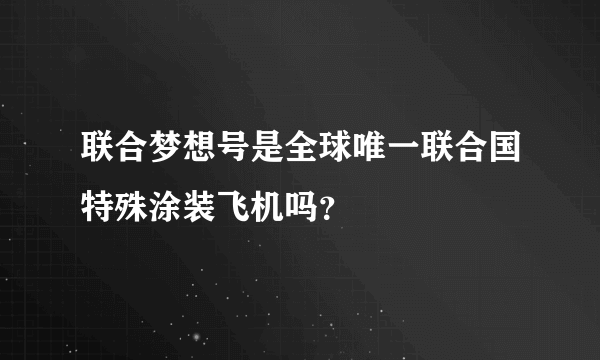 联合梦想号是全球唯一联合国特殊涂装飞机吗？