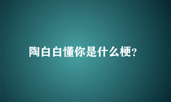 陶白白懂你是什么梗？