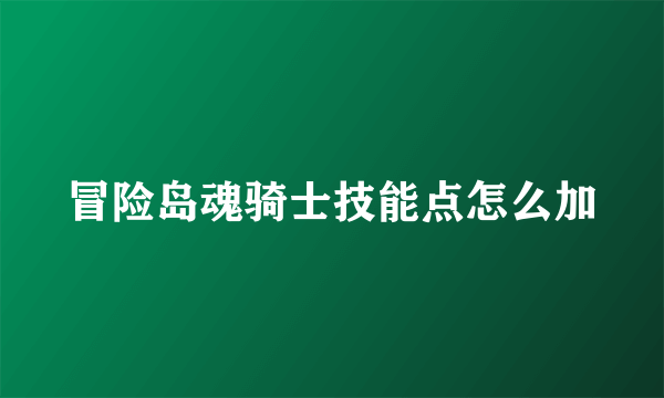 冒险岛魂骑士技能点怎么加