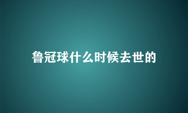 鲁冠球什么时候去世的