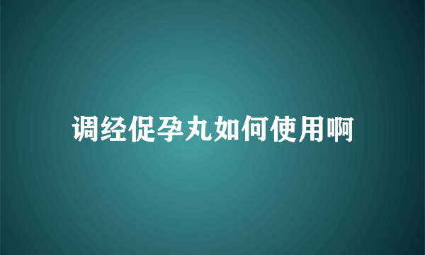 调经促孕丸如何使用啊