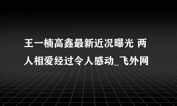 王一楠高鑫最新近况曝光 两人相爱经过令人感动_飞外网