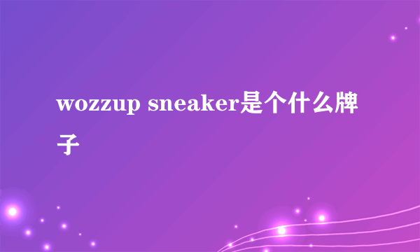 wozzup sneaker是个什么牌子