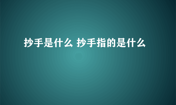 抄手是什么 抄手指的是什么