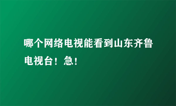 哪个网络电视能看到山东齐鲁电视台！急！