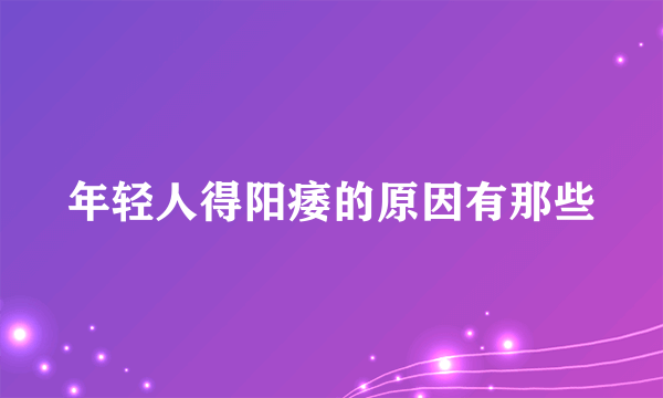 年轻人得阳痿的原因有那些