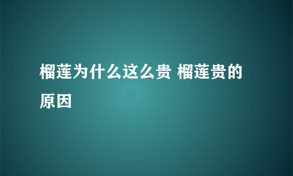 榴莲为什么这么贵 榴莲贵的原因