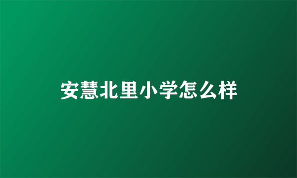 安慧北里小学怎么样