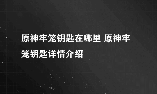 原神牢笼钥匙在哪里 原神牢笼钥匙详情介绍