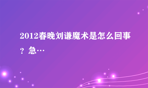 2012春晚刘谦魔术是怎么回事？急…