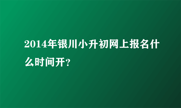 2014年银川小升初网上报名什么时间开？