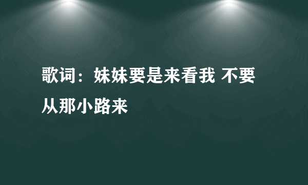 歌词：妹妹要是来看我 不要从那小路来