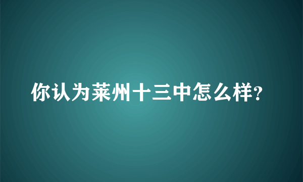 你认为莱州十三中怎么样？