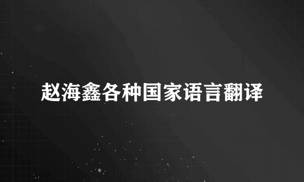 赵海鑫各种国家语言翻译