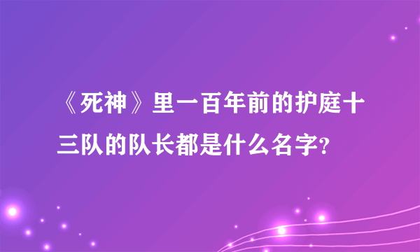 《死神》里一百年前的护庭十三队的队长都是什么名字？