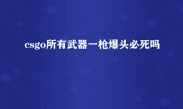 csgo所有武器一枪爆头必死吗