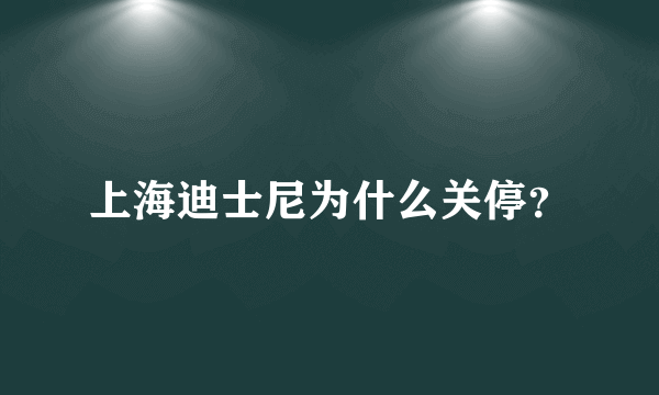 上海迪士尼为什么关停？