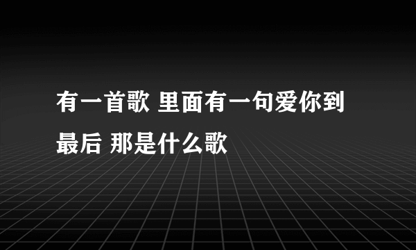 有一首歌 里面有一句爱你到最后 那是什么歌