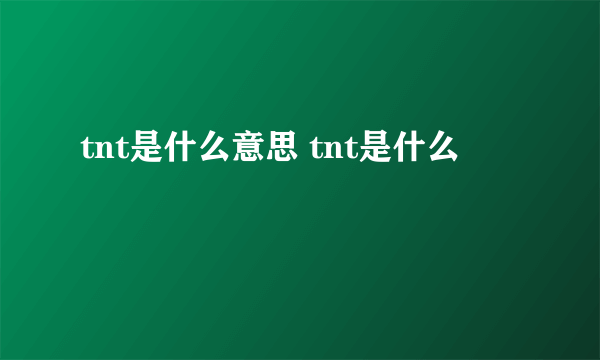 tnt是什么意思 tnt是什么