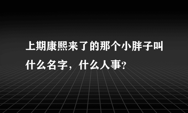 上期康熙来了的那个小胖子叫什么名字，什么人事？