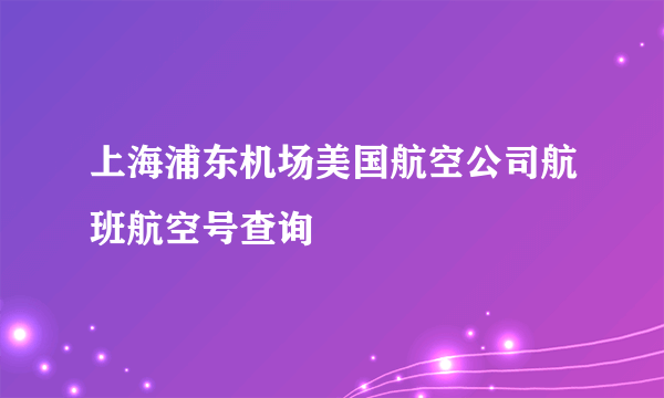 上海浦东机场美国航空公司航班航空号查询