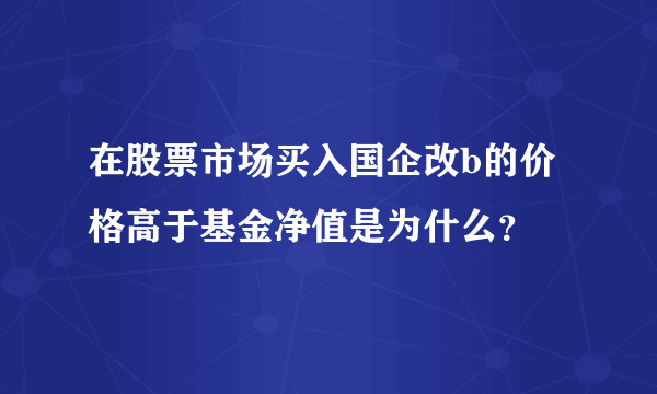 在股票市场买入国企改b的价格高于基金净值是为什么？