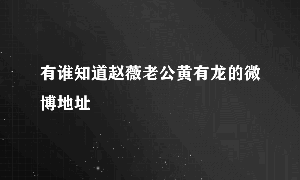 有谁知道赵薇老公黄有龙的微博地址