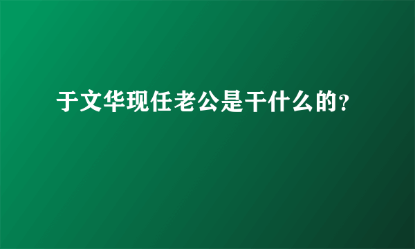 于文华现任老公是干什么的？