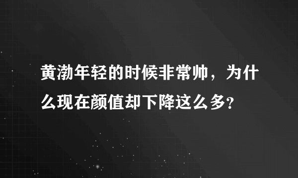 黄渤年轻的时候非常帅，为什么现在颜值却下降这么多？