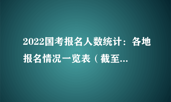 2022国考报名人数统计：各地报名情况一览表（截至10月20日16时）