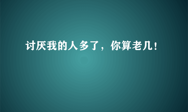 讨厌我的人多了，你算老几！