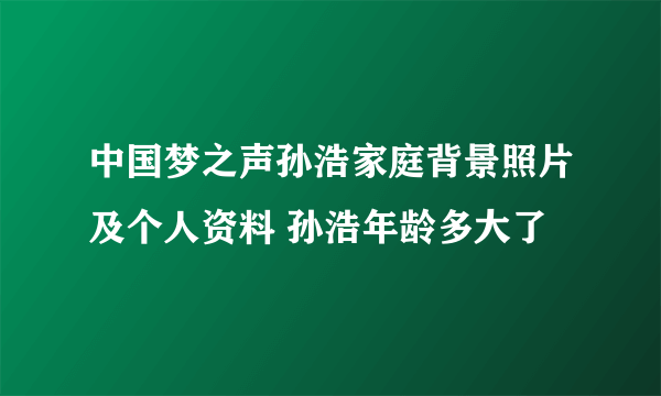 中国梦之声孙浩家庭背景照片及个人资料 孙浩年龄多大了