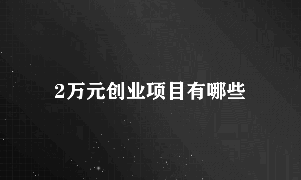 2万元创业项目有哪些