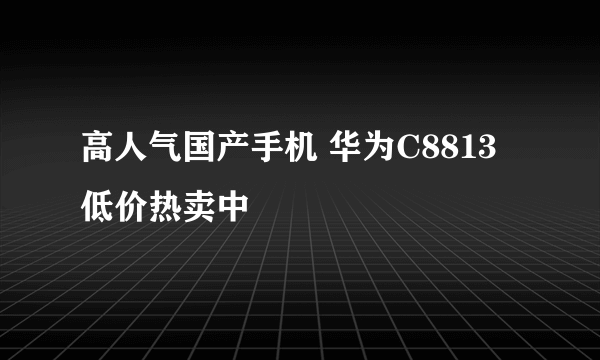 高人气国产手机 华为C8813低价热卖中