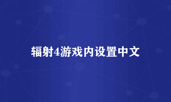 辐射4游戏内设置中文