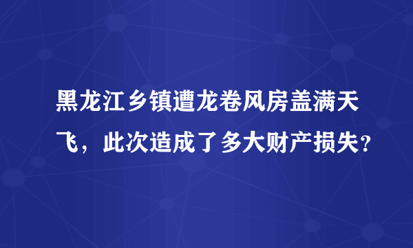 黑龙江乡镇遭龙卷风房盖满天飞，此次造成了多大财产损失？