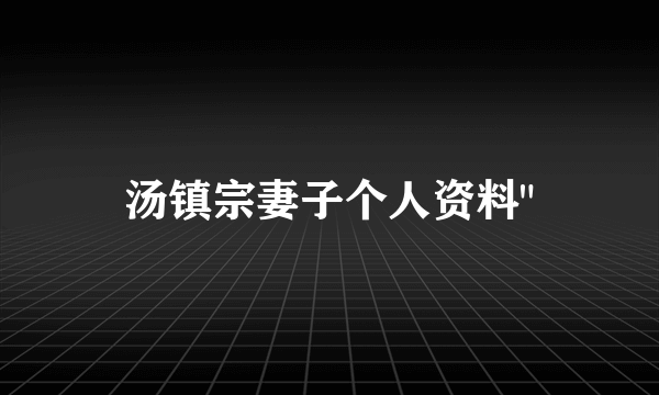 汤镇宗妻子个人资料