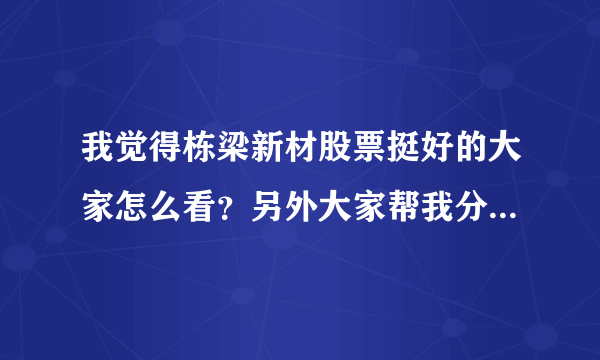 我觉得栋梁新材股票挺好的大家怎么看？另外大家帮我分析分析600722、000821