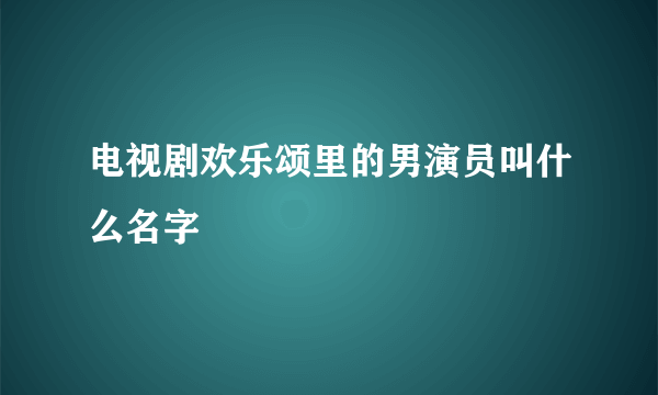 电视剧欢乐颂里的男演员叫什么名字