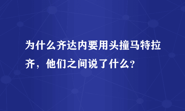 为什么齐达内要用头撞马特拉齐，他们之间说了什么？