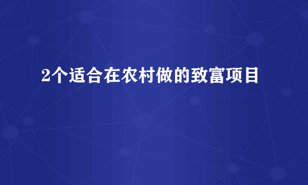 2个适合在农村做的致富项目