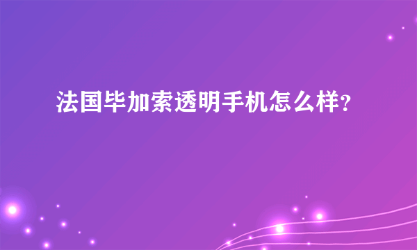 法国毕加索透明手机怎么样？